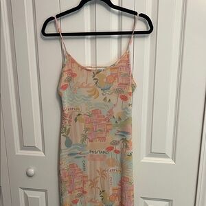 See You Monday Multicolor Graphic Slip Dress